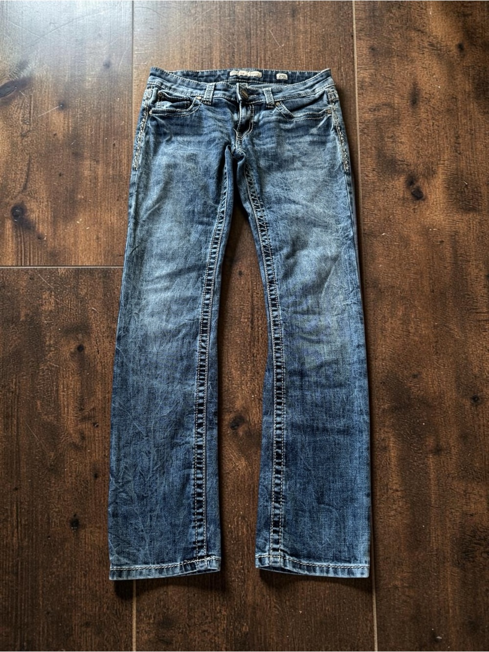 BKE Starlite Jeans Womens 29 Low Rise Straight Leg Thick Stitch Y2K Western